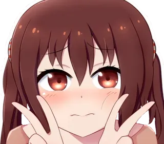 👋 ragazza anime, segno di pace, carino, cartone animato, felice, kawaii telegram sticker