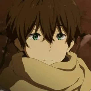 🎐 Houtarou Oreki Hyouka anime, character, fanart, portrait, boy, scarf, houtarou oreki, hyouka telegram sticker