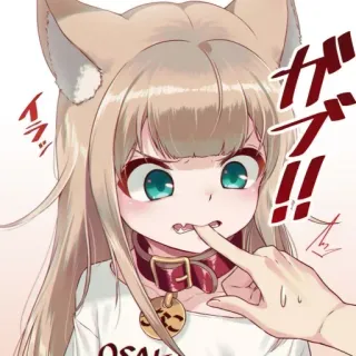 🐾 OSAKA Аниме девушка, Ошейник, Каваи, Манга, Собачьи уши telegram sticker
