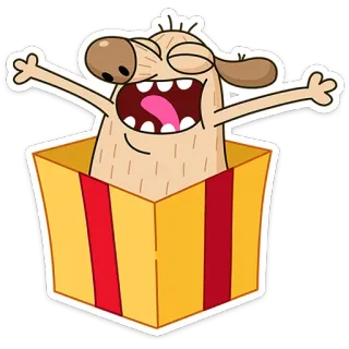 🎁 หมา, กล่อง, สัตว์, การ์ตูน, มีความสุข, งานฉลอง, ของขวัญ telegram sticker