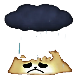 😔 悲伤, 天气, 雨, 云, 抑郁, 卡通, 情绪 telegram sticker