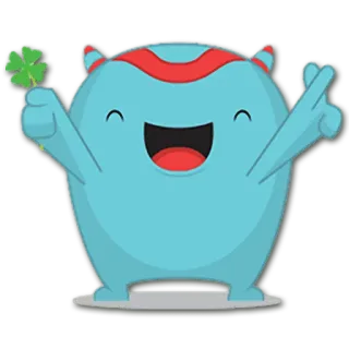 🍀 귀여운, 캐릭터, 만화, 행운, 클로버, 미소 telegram sticker