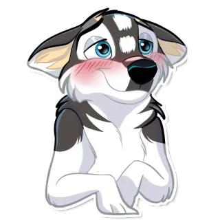 😳 desenho animado, cão, filhote, fofo, animal, husky telegram sticker