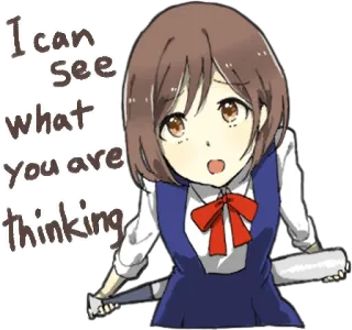 🤫 I can see what you are thinking Anime, Chica, Pensando, Viendo, Telepatía telegram sticker