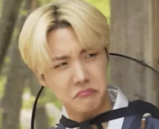 🙎 personne, cheveux blonds, expression faciale, mème, drôle, kpop, j-hope, contrarié, agacé telegram sticker