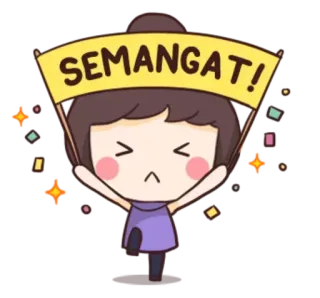 💪 SEMANGAT! ánimo, aliento, apoyo, positivo, dibujos animados, celebración telegram sticker