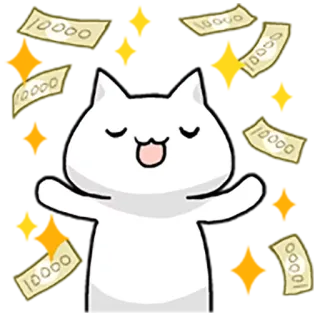 💵 10000 chat, argent, fête, joie, finance, richesse whatsapp sticker