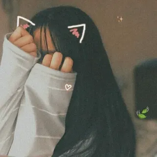 🤦‍♀ menina, orelhas de gato, coração, estético, kawaii telegram sticker