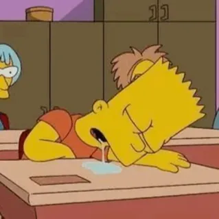 🌿 Bart Simpson The Simpsons bart simpson, simpsons, cartoon, sleep, drool, school, desk telegram sticker