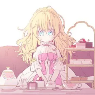 🍼 garota, anime, desenho animado, chá, sobremesa, fofo telegram sticker