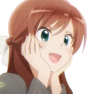 😍 Anime, Cartone animato, Personaggio, Donna, Sorriso, Felice telegram sticker