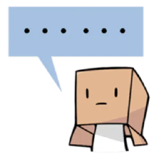 😶 cartoon, character, box head, thinking, dots, speech bubble telegram sticker