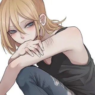 😐 emo, sad, depression, anime, manga, illustration telegram sticker