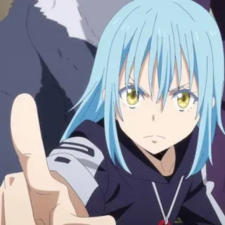 😾 Rimuru Tempest That Time I Got Reincarnated as a Slime Аниме, Исекай, Слизь, Фэнтези, Средний палец telegram sticker