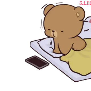 📞 orso, dormire, carino, cartone animato, Milk and Mocha, animazione, sonno telegram sticker