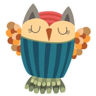 😰 sowa, kreskówka, zwierzę, słodki, śpiący telegram sticker