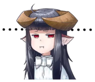 😑 もういや ragazza anime, corna, annoiata, stanca, demone, carina, chibi telegram sticker