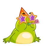 🥳 青蛙, 派对, 庆祝, 卡通, 贴纸, 有趣, 动物 whatsapp sticker