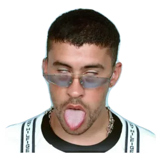 💟 Bad Bunny bad bunny, piosenkarz, celebryta, muzyka, język, okulary przeciwsłoneczne telegram sticker