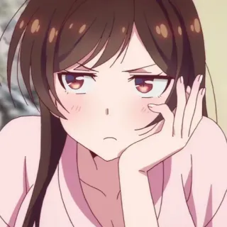 🍫 Chizuru Ichinose Rent-A-Girlfriend 애니메이션, 만화, 이치노세 치즈루, 여친, 빌리겠습니다, 귀여운, 여자, 표정 telegram sticker