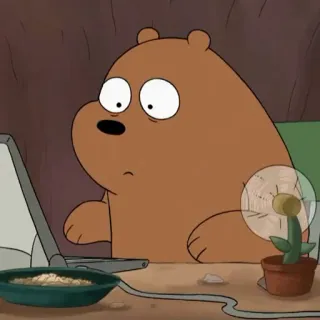 🙄 Grizz We Bare Bears медведь, мультфильм, компьютер, телешоу, Мы обычные медведи, Гризз, мультипликация whatsapp sticker
