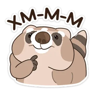 😔 X-M-M-M rakun, imut, berpikir, hewan, mamalia whatsapp sticker