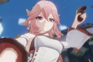 🌟 Yae Miko Genshin Impact Anime, Trò chơi điện tử, Nhân vật, Genshin Impact, Yae Miko, Cáo, Pháp sư whatsapp sticker
