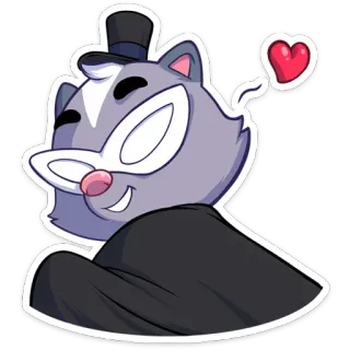 ❤️ puzzola, cartone animato, cuore, amore, carino, cilindro, formale telegram sticker
