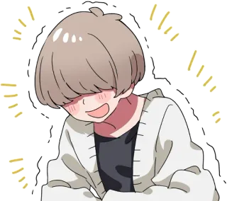 😂 anime, manga, cartoon, character, happy, excited, illustration whatsapp sticker
