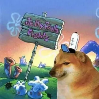🐕 Jellyfish Fields doge, meme, spongebob, jellyfish fields, dog telegram sticker