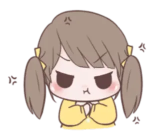 😠 bravo, anime, menina, bico, fofo, ilustração whatsapp sticker