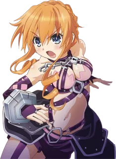 😏 anime, garota, cabelo laranja, fantasia, armadura telegram sticker