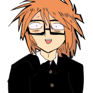 😮 Dibujos animados, Anime, Personaje, Ilustración, Gafas, Persona telegram sticker