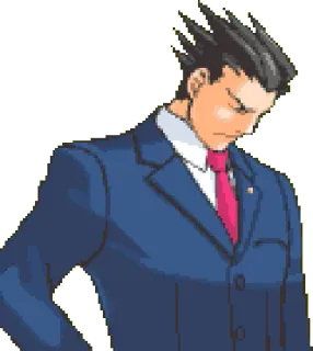 😑 Phoenix Wright Ace Attorney Phoenix Wright, Ace Attorney, video game, character, lawyer telegram sticker