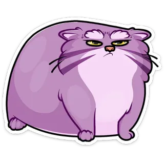 😒 gato, roxo, animal, fofo, desenho animado, adesivo, engraçado telegram sticker