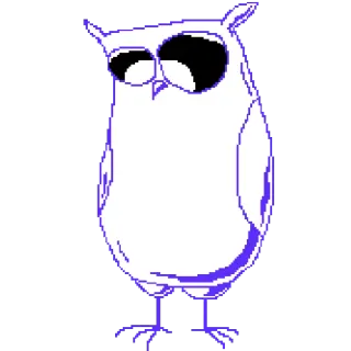 😔 burung hantu, kartun, burung, hewan, imut, putih, ungu telegram sticker