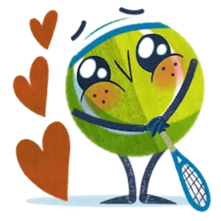 😍 Tenis, Kawaii, Corazones, Deportes, Pelota de tenis, Lindo, Feliz telegram sticker