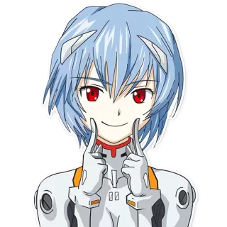 😏 Rei Ayanami Neon Genesis Evangelion anime, character, rei ayanami, evangelion, sticker, red eyes, blue hair telegram sticker