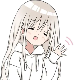 👋 anime, girl, cartoon, cute, white hair, waving telegram sticker