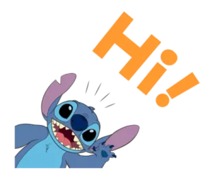 ✋ Stitch Lilo & Stitch Hi! Alieno, Carino, Amichevole, Cartone animato, Saluto telegram sticker