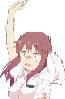 👋 Anime, Garota, Desenho animado, Uniforme escolar, Chorando, Triste telegram sticker