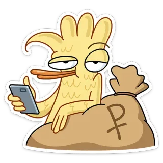 💰 bebek, uang, rubel, kekayaan, kartun, tas, telepon pintar telegram sticker