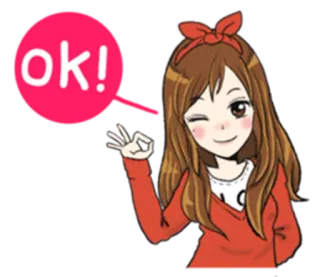 👌 ok! girl, ok, cartoon, cute, approval, winking, positive telegram sticker