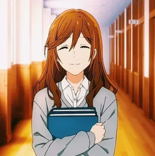 ✏️ Anime, Chica, Escuela, Sonrisa, Libros telegram sticker