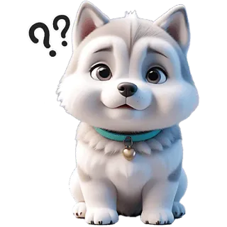 🤨 Hund, Welpe, süß, Husky, Cartoon, Frage, Tier whatsapp sticker