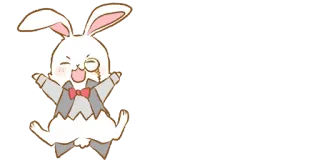 🙌 coelho, coelhinho, monóculo, desenho animado, fofo, personagem whatsapp sticker