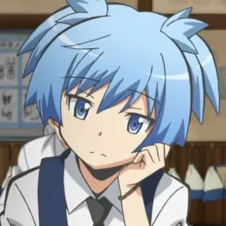 🤔 Nagisa Shiota Assassination Classroom anime, manga, blue hair, Nagisa, Assassination Classroom, character, school uniform telegram sticker