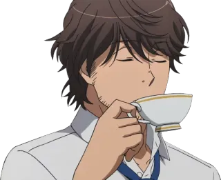 ☕️ Anime, Homem, Chá, Bebendo, Desenho animado, Animação telegram sticker