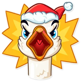 😡 animal, bird, ostrich, santa hat, christmas, angry, cartoon telegram sticker