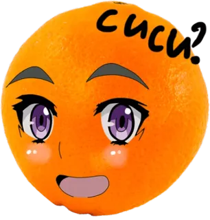 😸 cucu. orange, fruit, anime, cartoon, eyes, cute whatsapp sticker